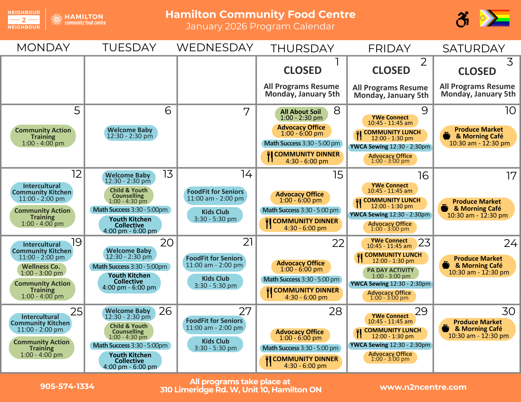 Hamilton Community Food Centre February 2025 Calendar